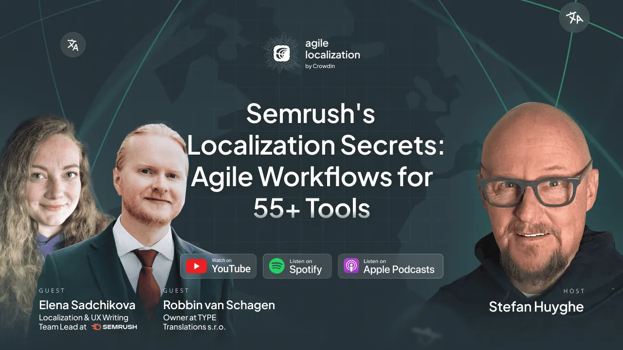 Crowdin Agile Localization podcast with Elena Sadchikova and Robbin van Schagen